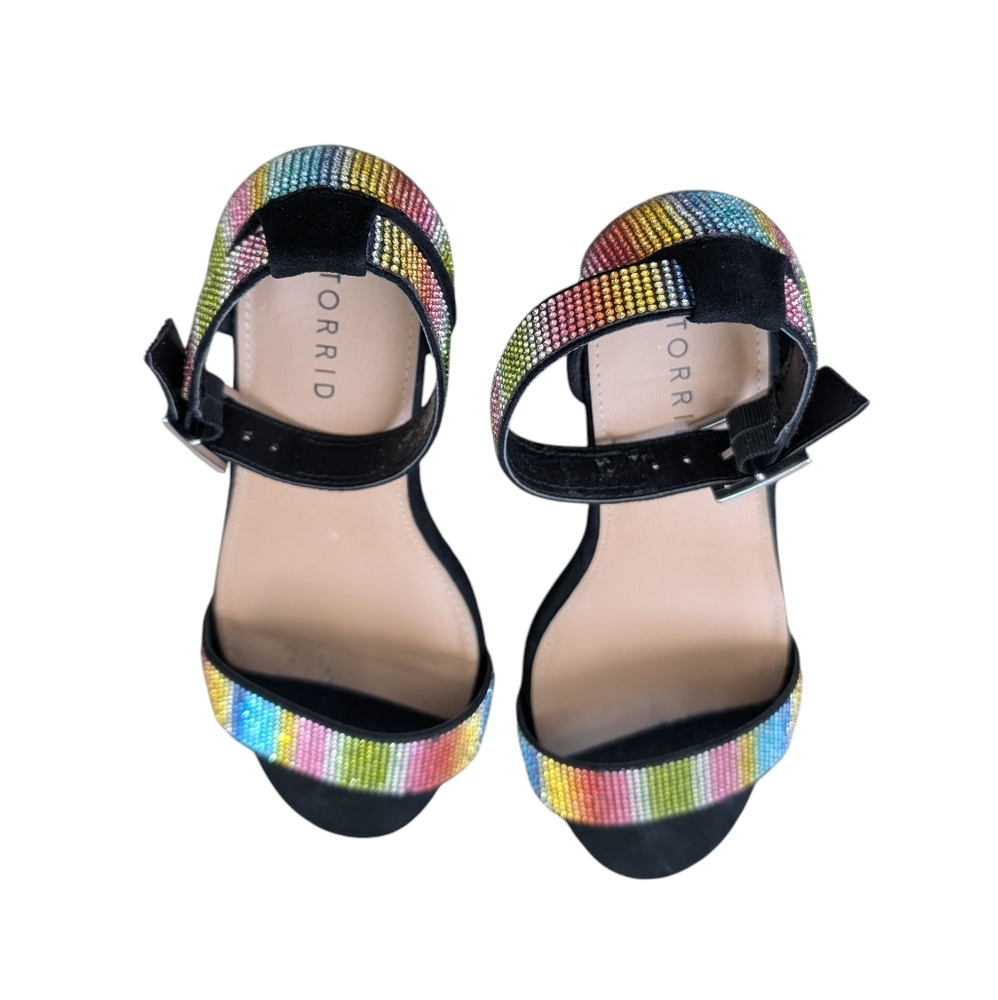 Torrid Clear heel Sandals with Beaded Straps Sz.7.5WW - Picture 7 of 7